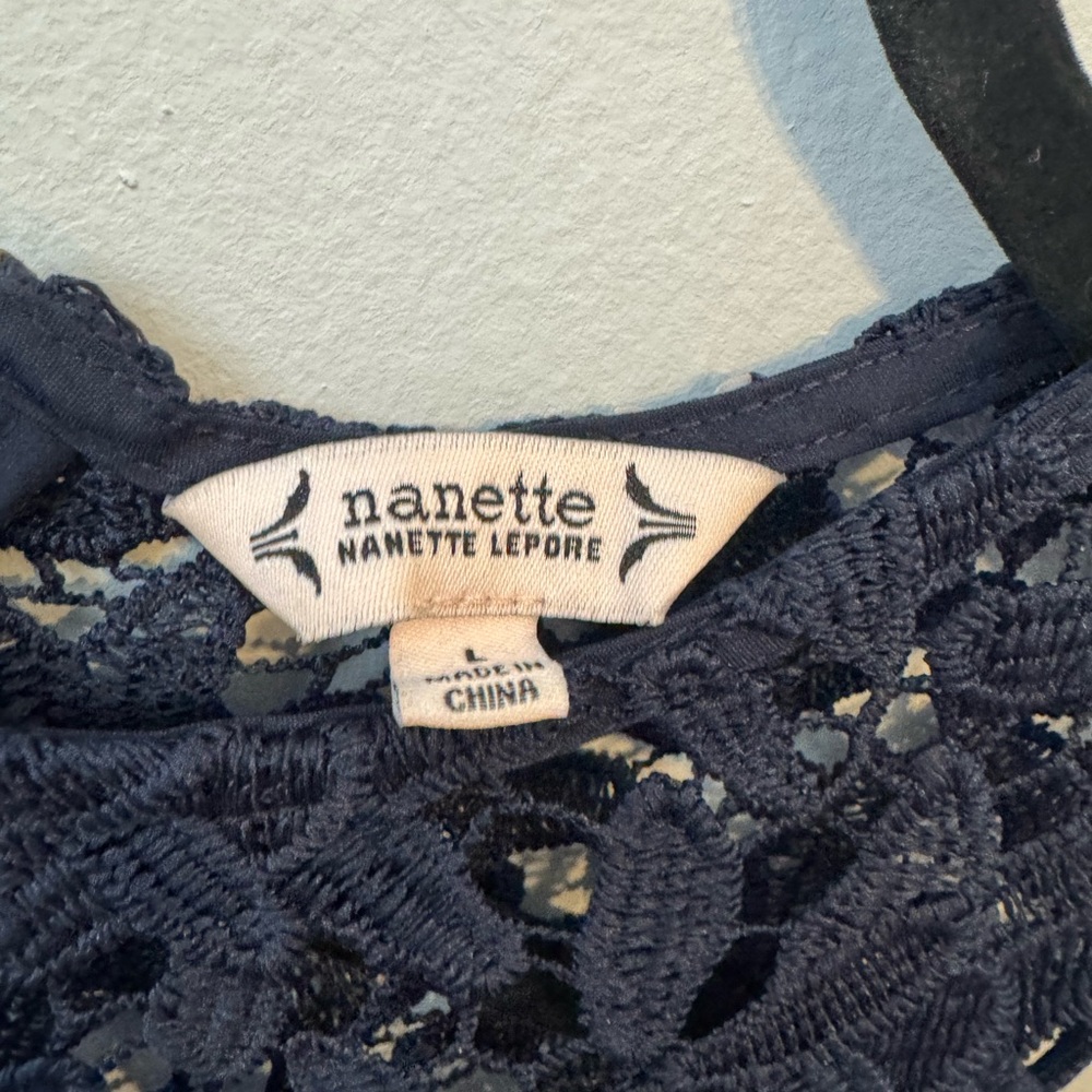 Nanette Lepore Navy Lace Blouse - Picture 2 of 4